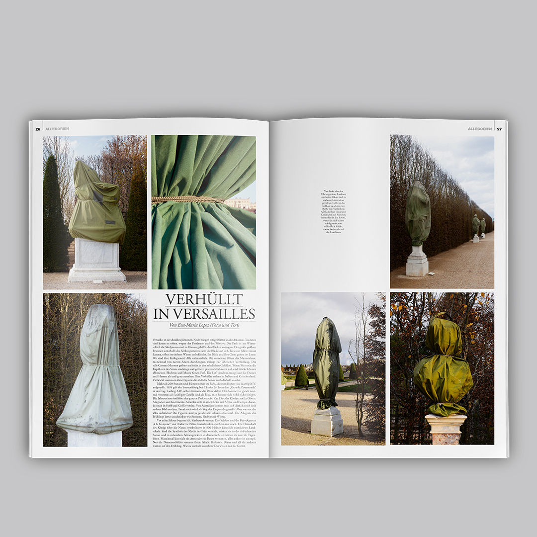Verhüllt in Versailles | veiled in Versailles | voilé à Versailles  -  Magazin der Frankfurter Allgemeine Zeitung, 01|2021     Photo serie & story 2010-2020    