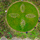 we resist. Ornamental garden by Eva-Maria Lopez, using a variety of plants that have developed resistance to herbicides sold by multi-national chemical companies. The ornament represents these companies’ logos and is reminiscent of “jardins à la française”. This artwork is seeded and planted for the exhibition OU\ /ERT. Photo; Axel Heil